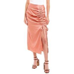 Keepsake The Label Skirt‎ NWT Closer Midi XS Rose Pink Ruched Satin Textured